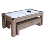 Hathaway Games Driftwood 7-ft Air Hockey Table Combo Set with Benches - Image 2