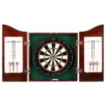 Hathaway Games Outlaw Free Standing Dartboard & Cabinet Set - Cherry Finish